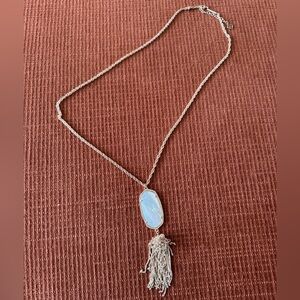 Kendra Scott Rose Gold Drop Necklace with Tassel Accent and White Opal Stone